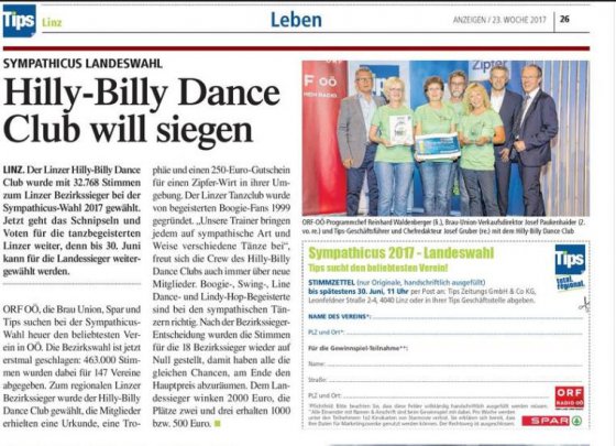 Tips - Ausschnitte HILLY-BILLY DANCE CLUB geht für Linz ins Rennen
